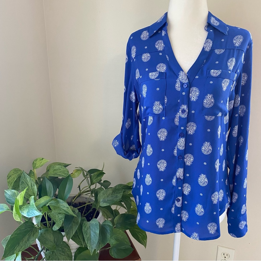 Express Blue Print Portofino Shirt